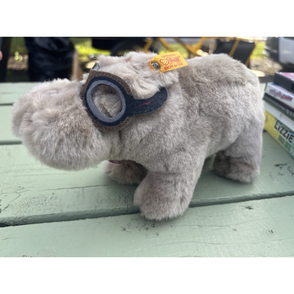 Steiff Plush Amelia Hippo Vintage Stuffed Animal Hippopotamus Tags Attached